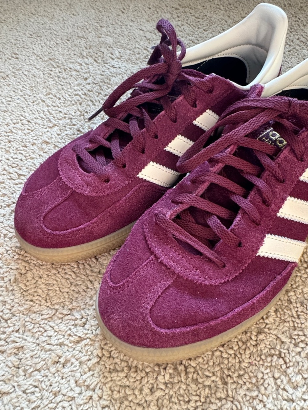 Adidas Spezial Burgundy Suede Sneakers with White Stripes - Picture 5 of 6